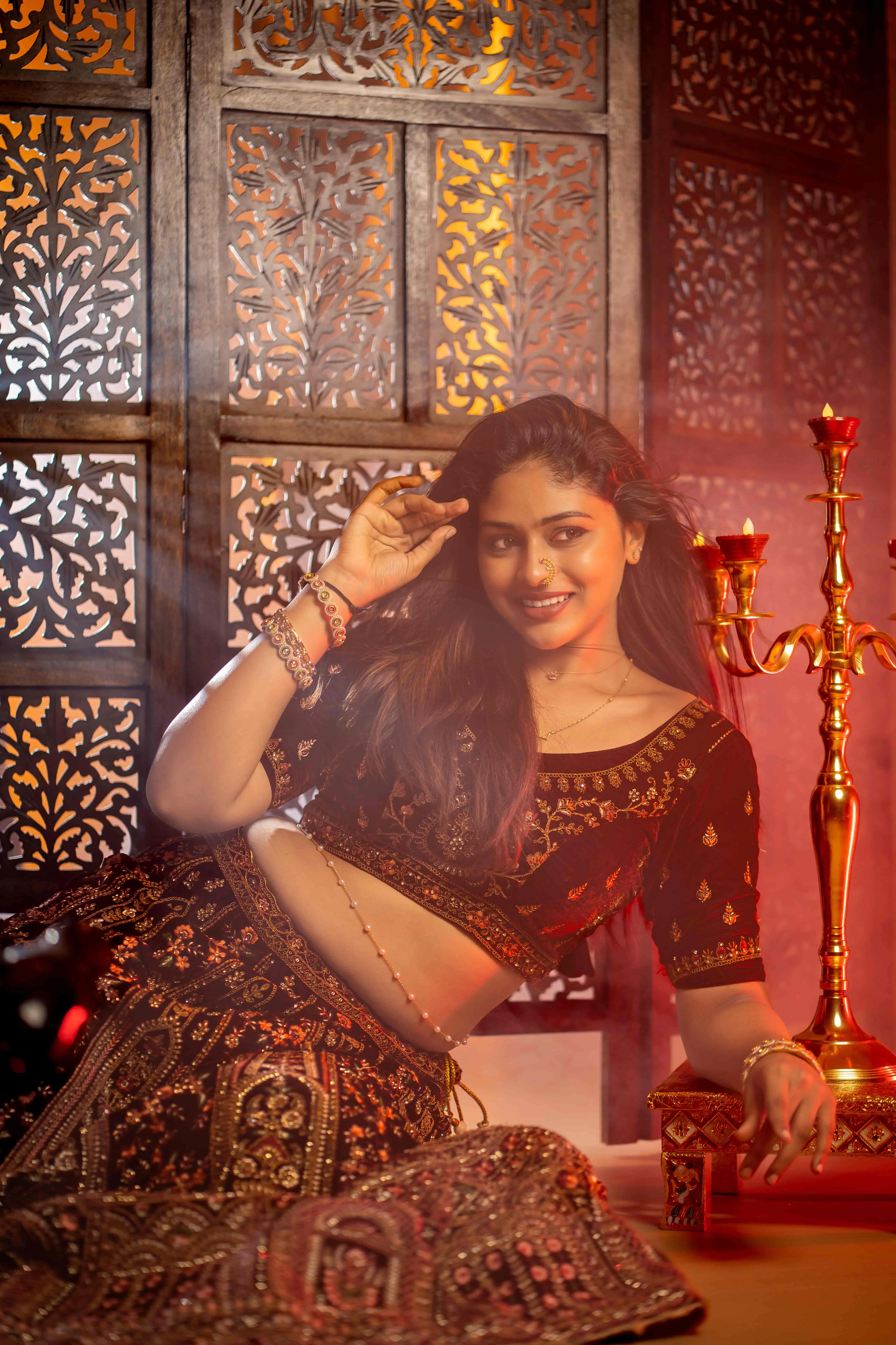 Fashion model in modern indian dresses with studio lighting at Soul Frame Studio in Banaswadi Bangalore