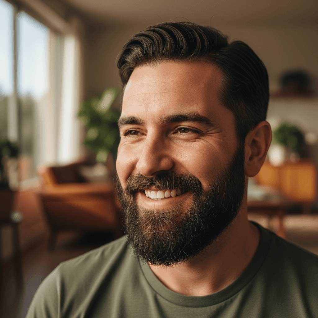 Client testimonial photo of man with beard